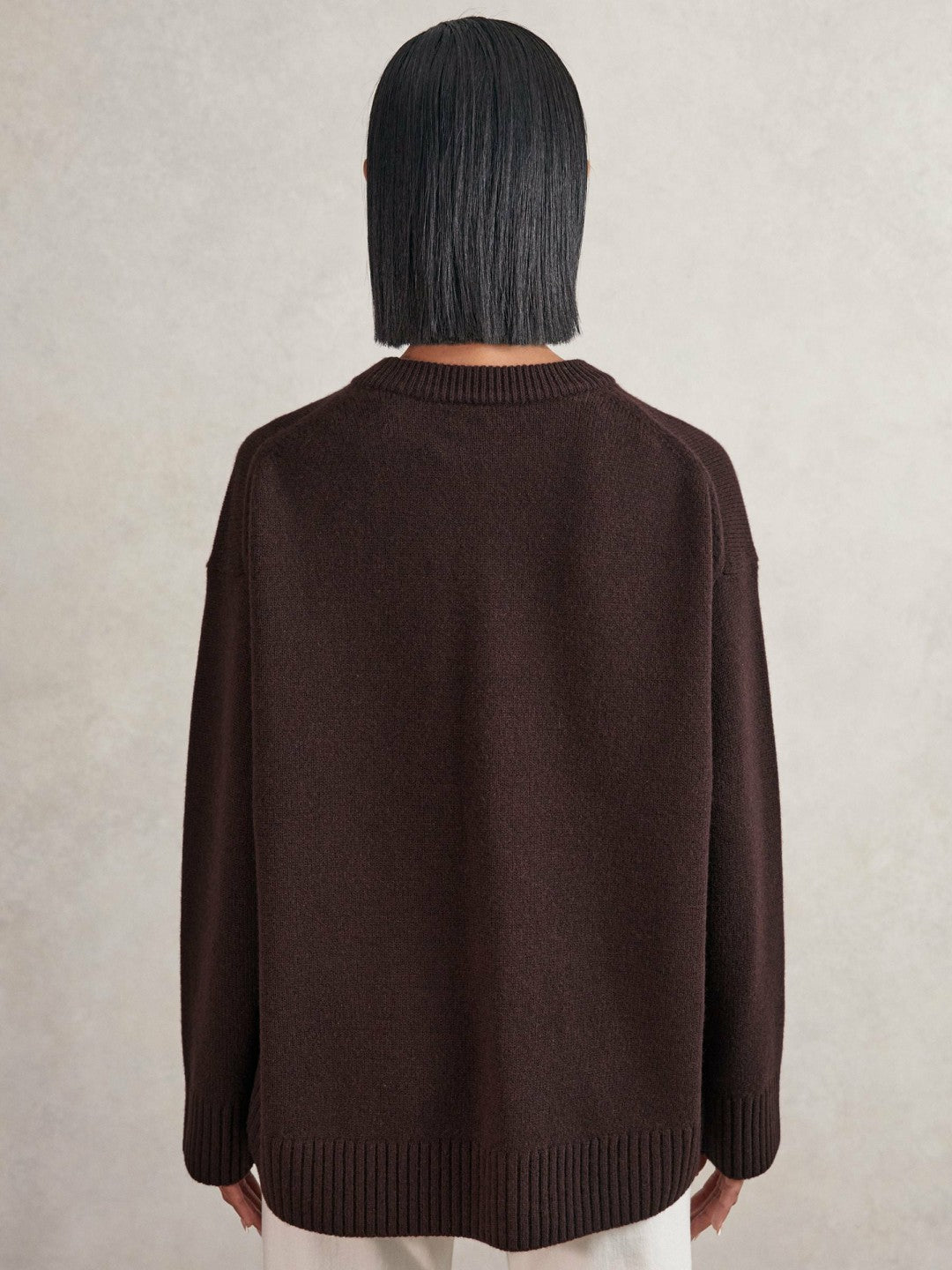 Reiss Wool-Cashmere Crew-Neck Jumper in Plum