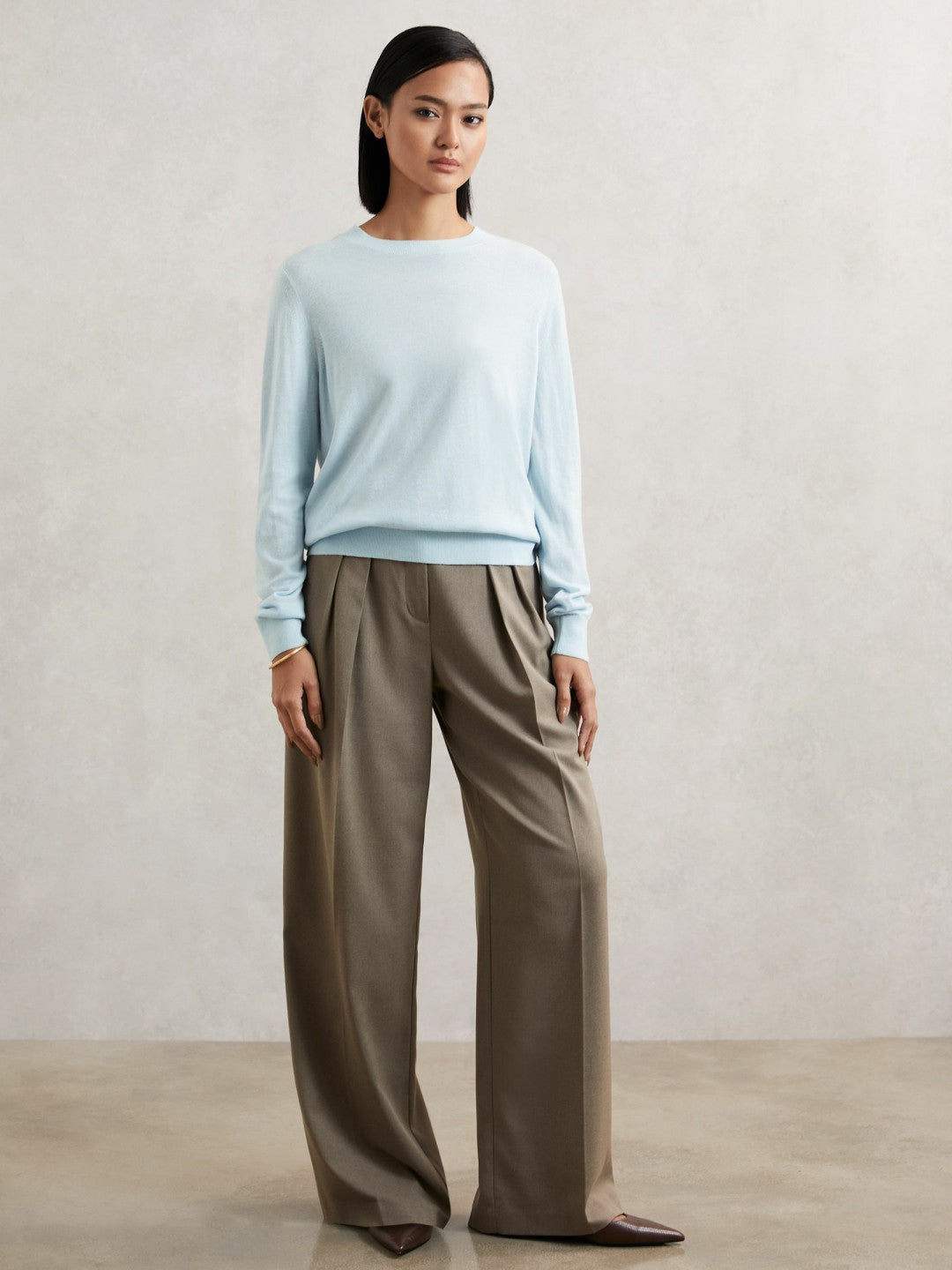 Reiss Merino Wool Crew-Neck Jumper in Blue