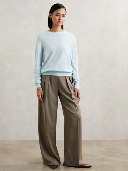 Reiss Merino Wool Crew-Neck Jumper in Blue