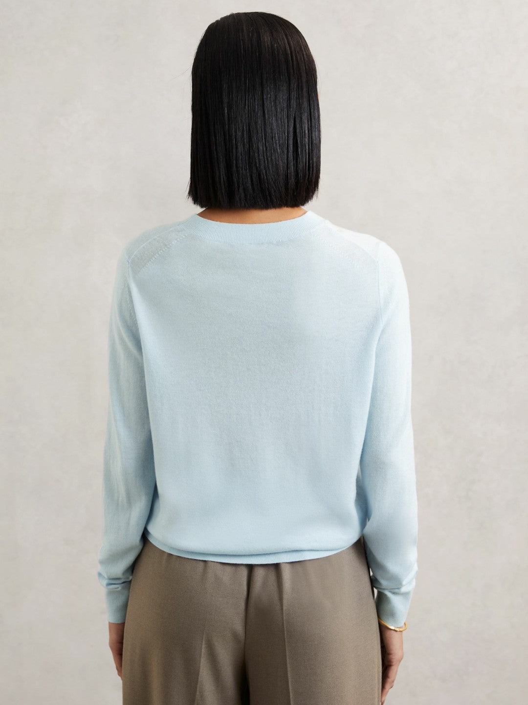 Reiss Merino Wool Crew-Neck Jumper in Blue