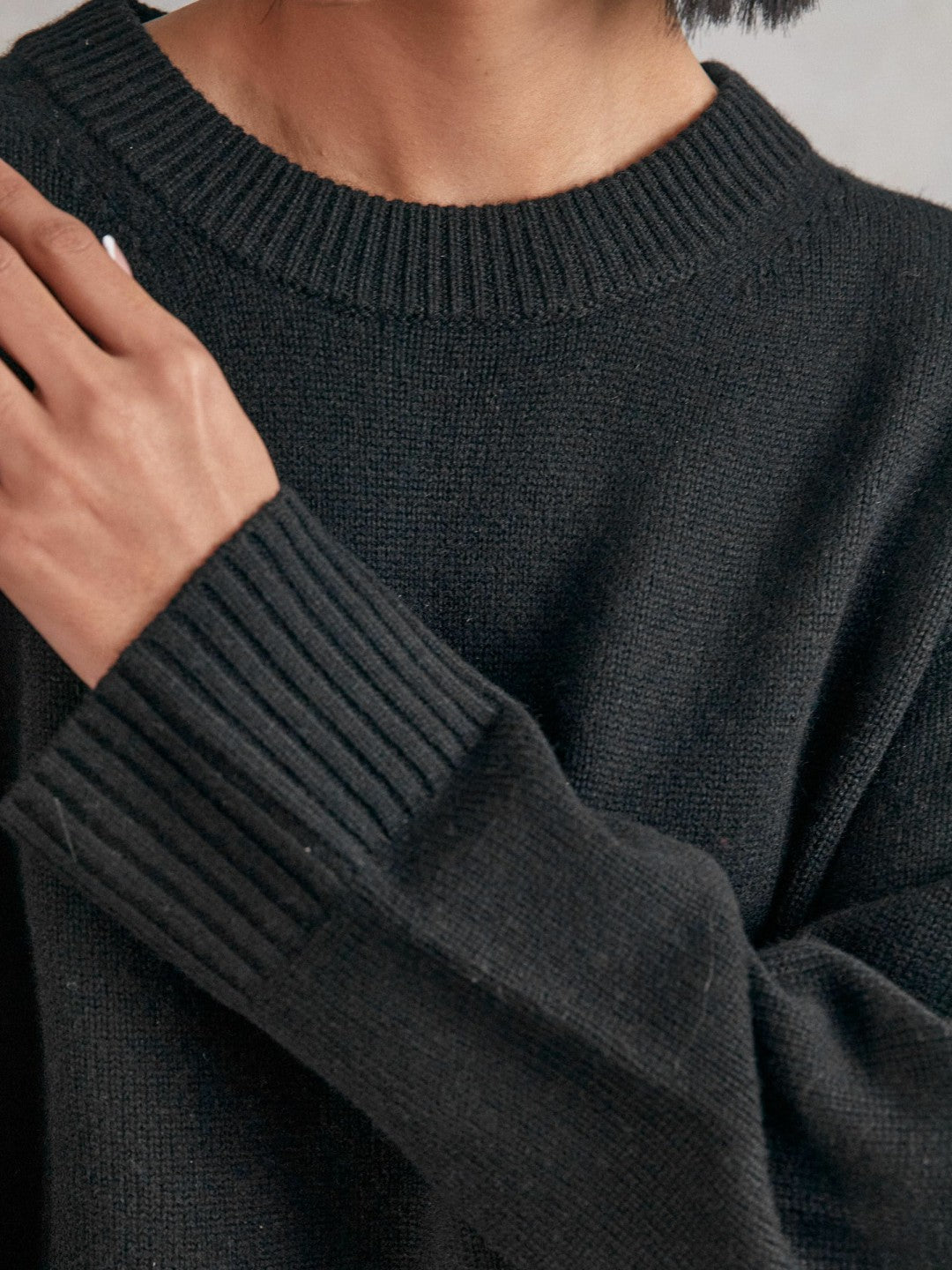 Reiss Wool-Cashmere Crew-Neck Jumper in Black
