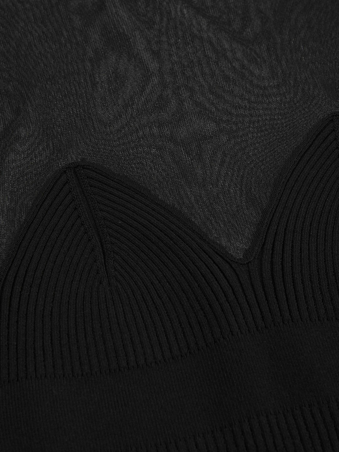 Reiss Mesh Knit Sweetheart Long-Sleeve Top in Black