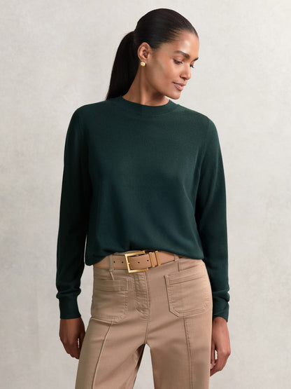 Reiss Merino Wool Crew-Neck Jumper in Green