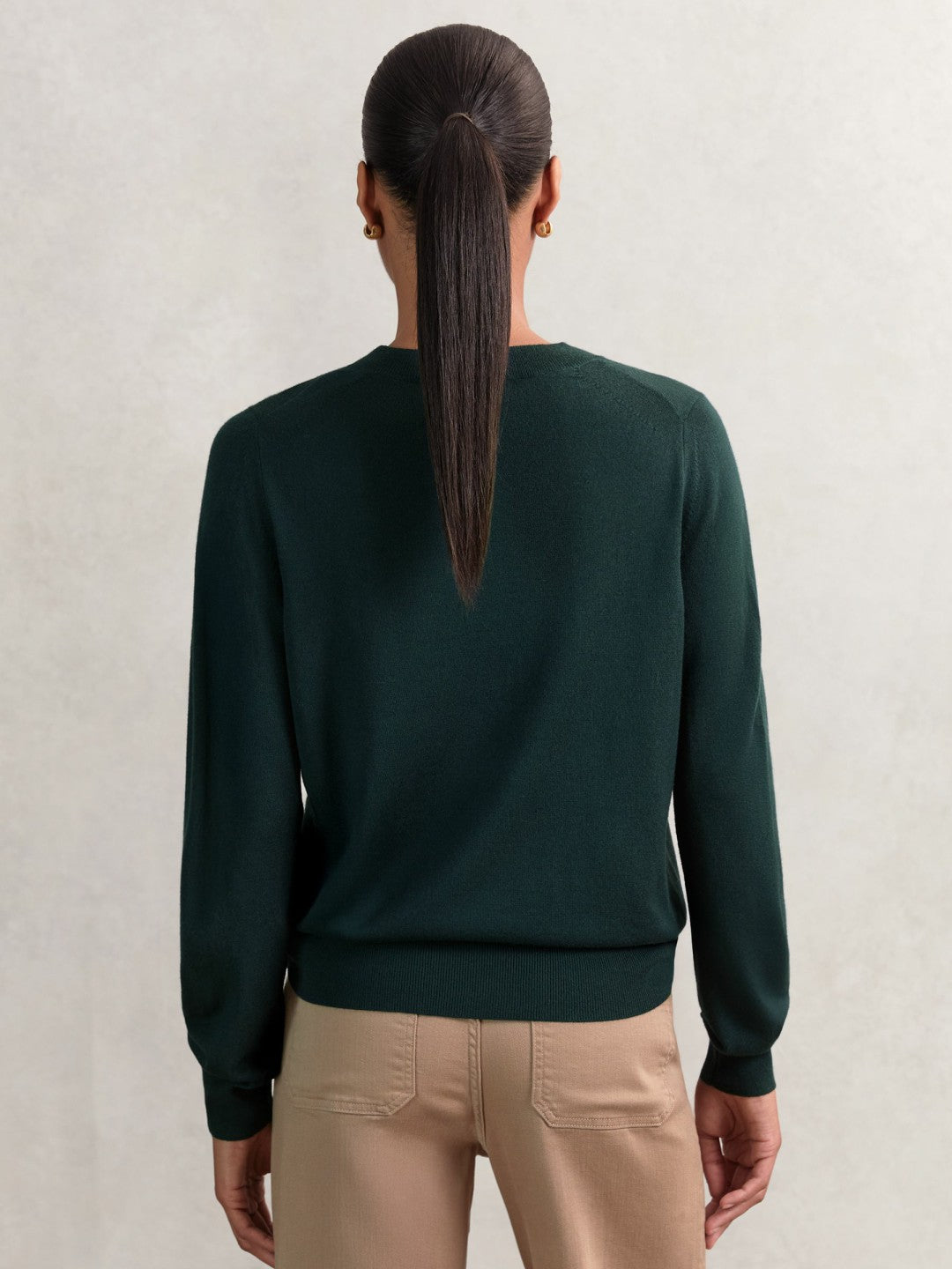 Reiss Merino Wool Crew-Neck Jumper in Green