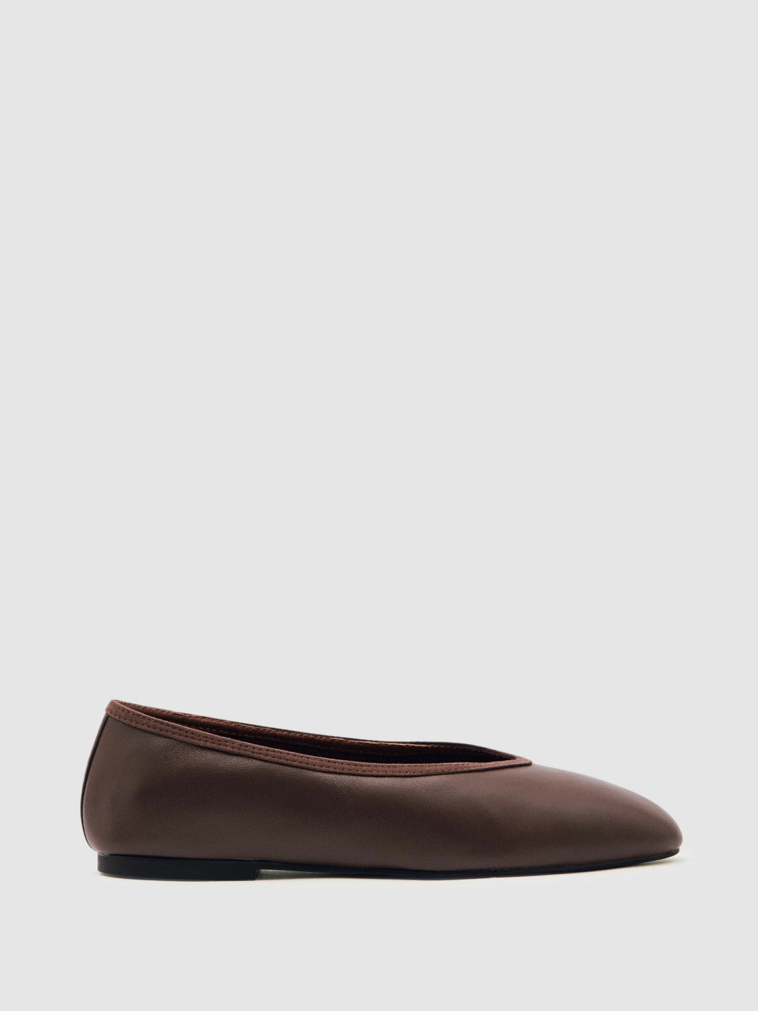 Reiss Nappa Leather Ballet Flats in Brown