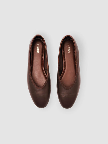 Reiss Nappa Leather Ballet Flats in Brown