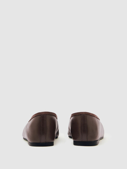 Reiss Nappa Leather Ballet Flats in Brown