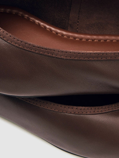 Reiss Nappa Leather Ballet Flats in Brown
