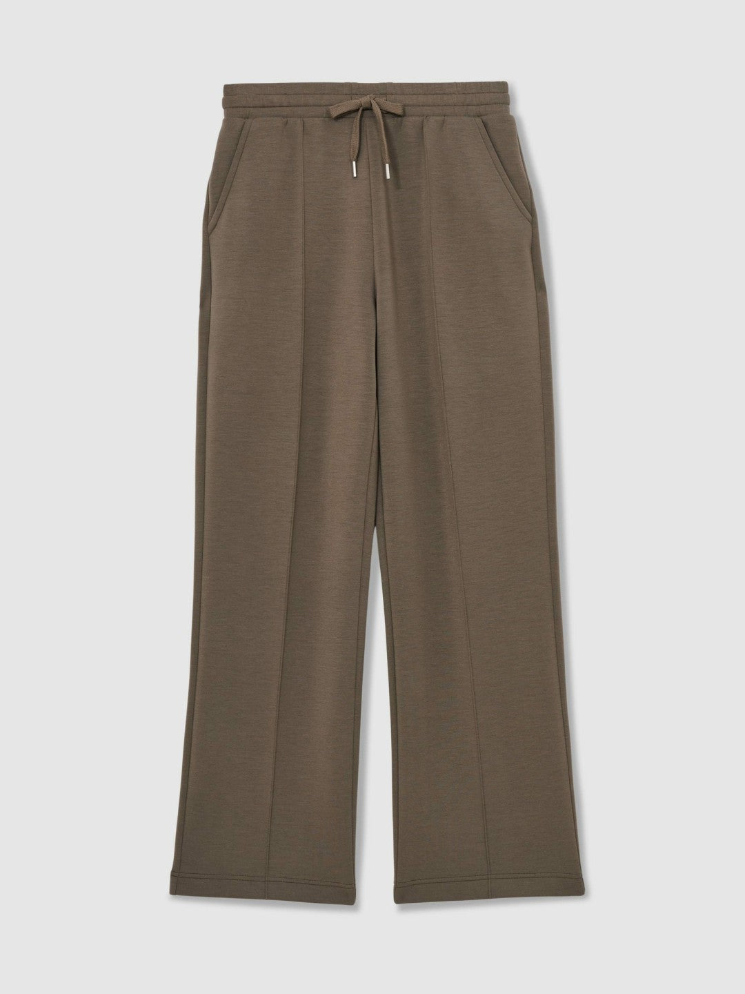 Reiss Modal-Blend Interlock Wide-Leg Joggers in Khaki Green