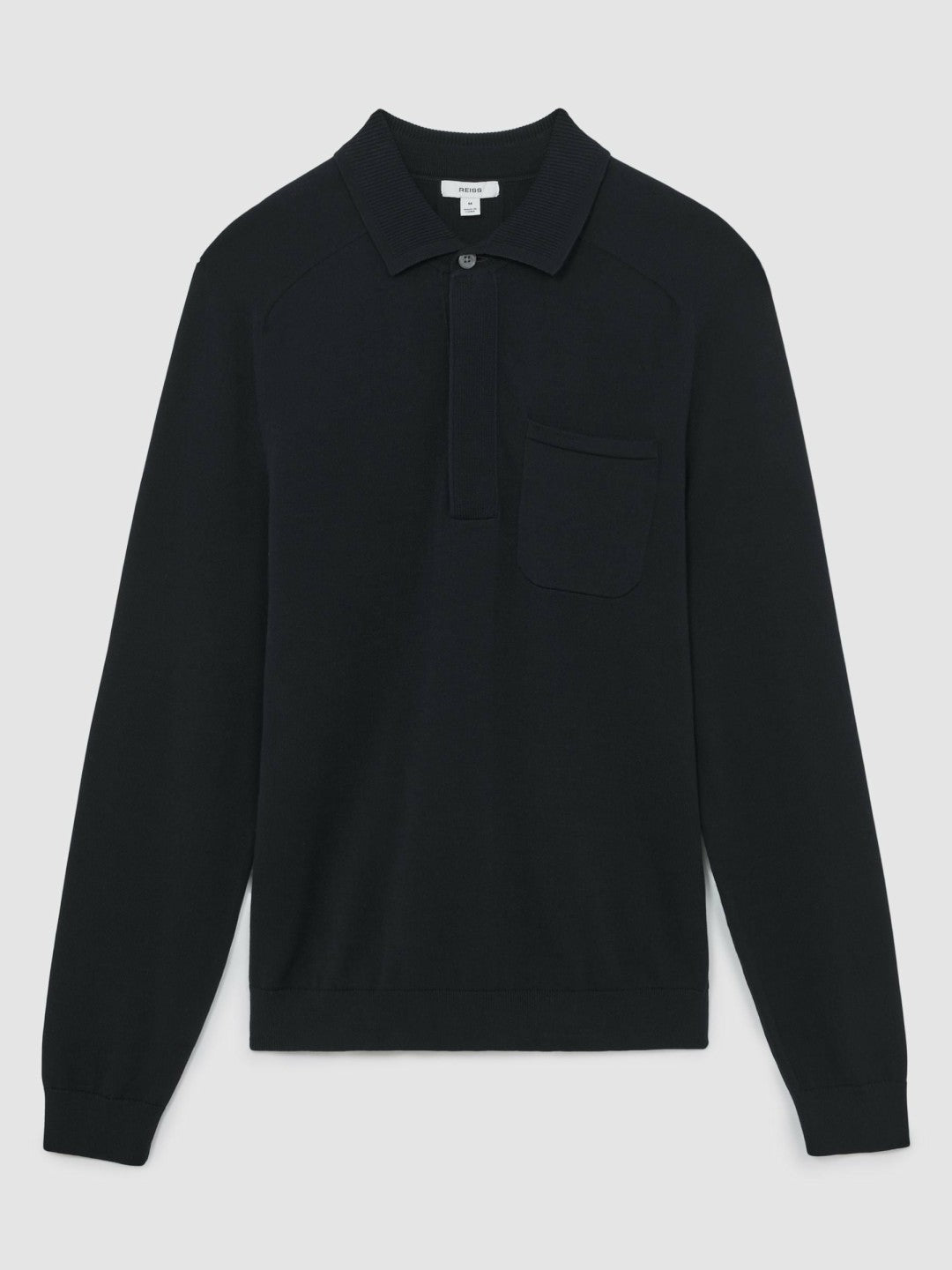 Reiss Cotton Concealed Placket Polo Shirt in Navy