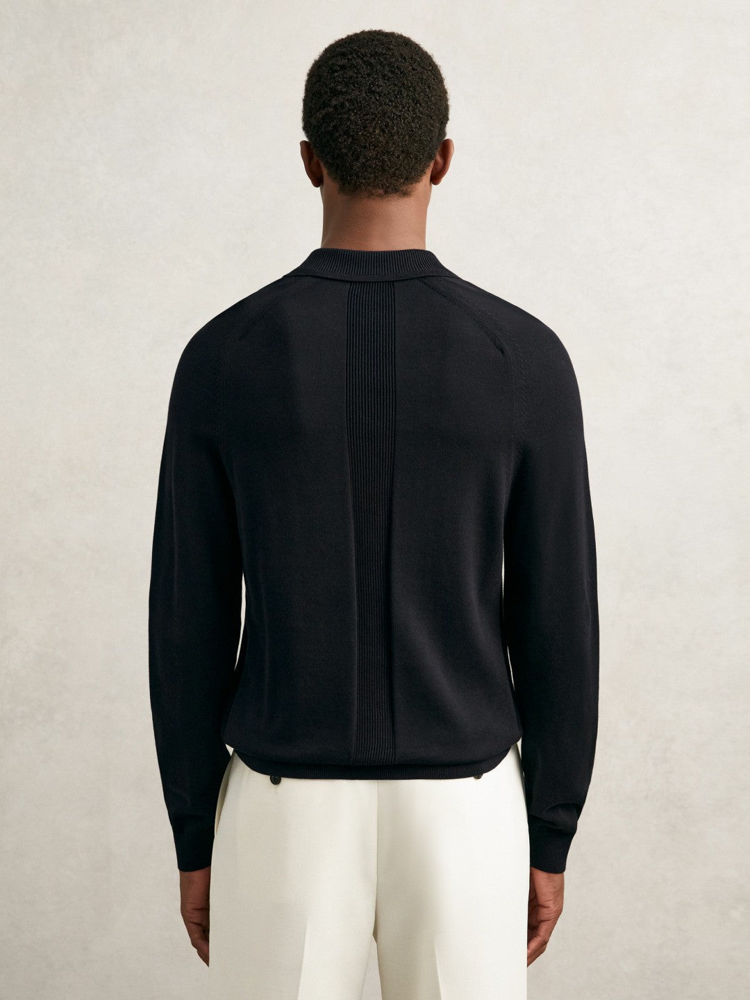 Reiss Cotton Concealed Placket Polo Shirt in Navy