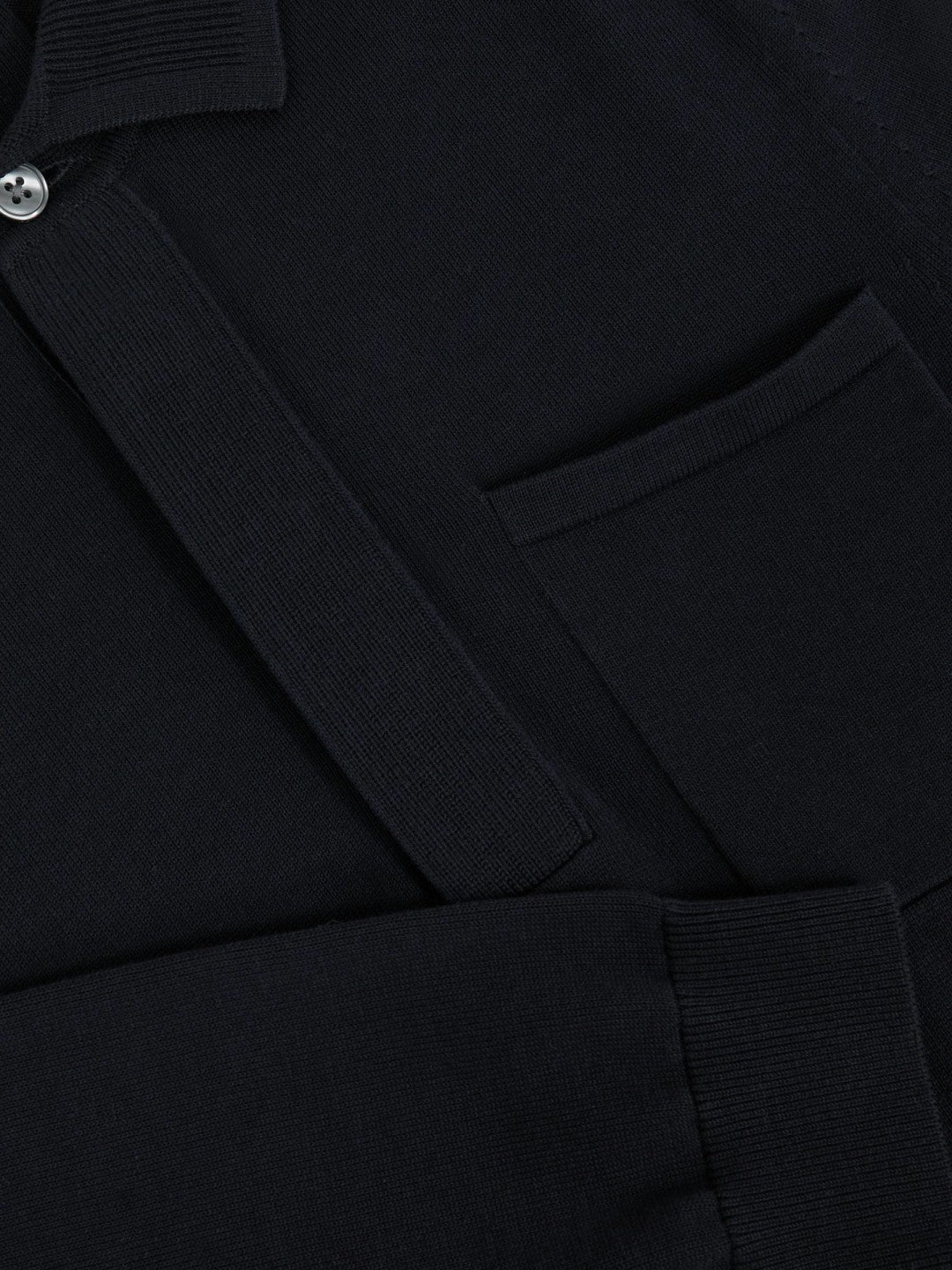 Reiss Cotton Concealed Placket Polo Shirt in Navy