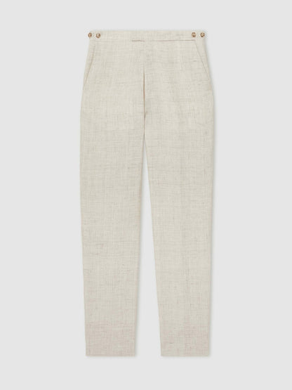 Reiss Linen-Cotton Slim-Fit Suit Trousers in Stone
