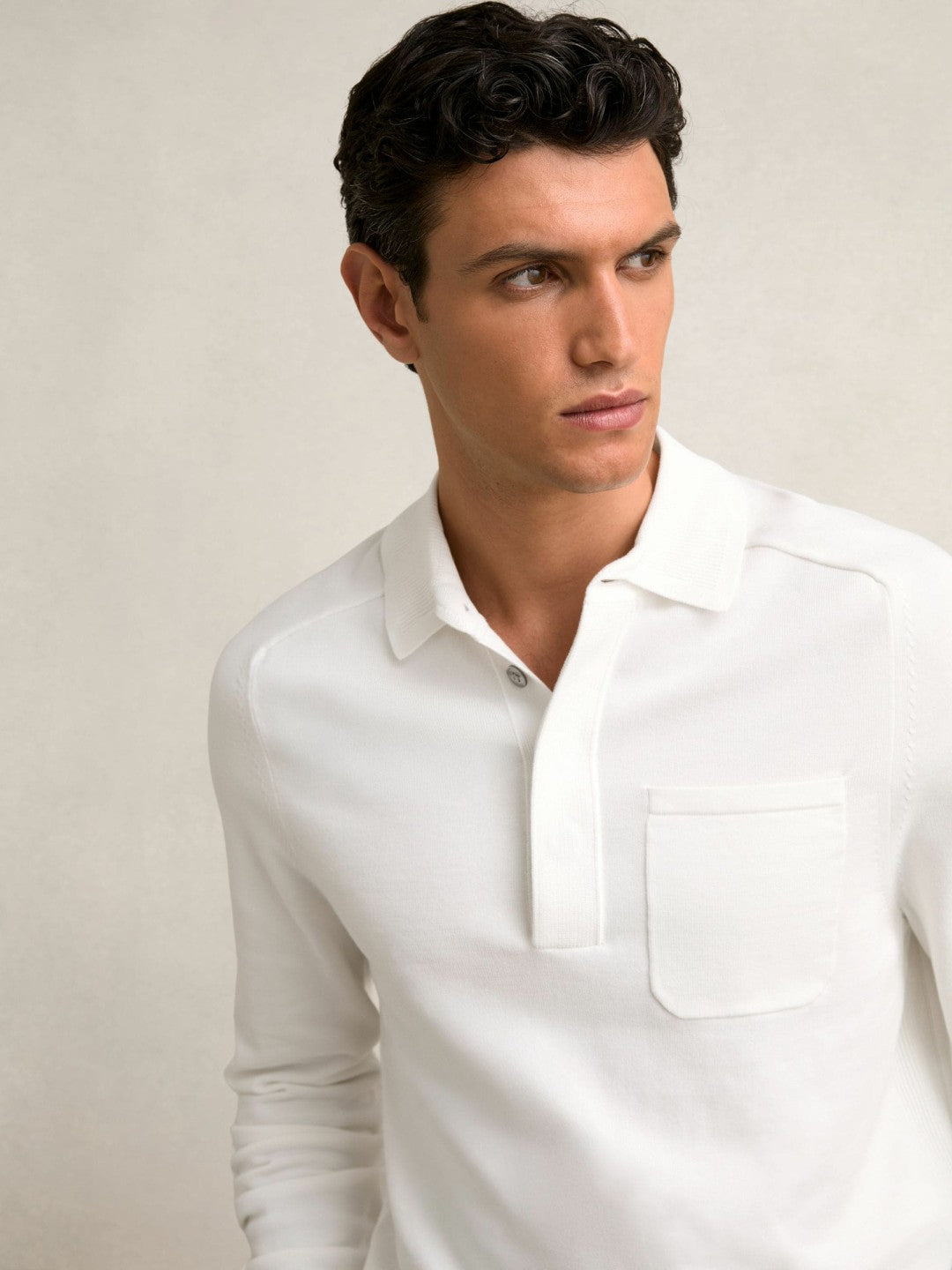 Reiss Cotton Concealed Placket Polo Shirt in White