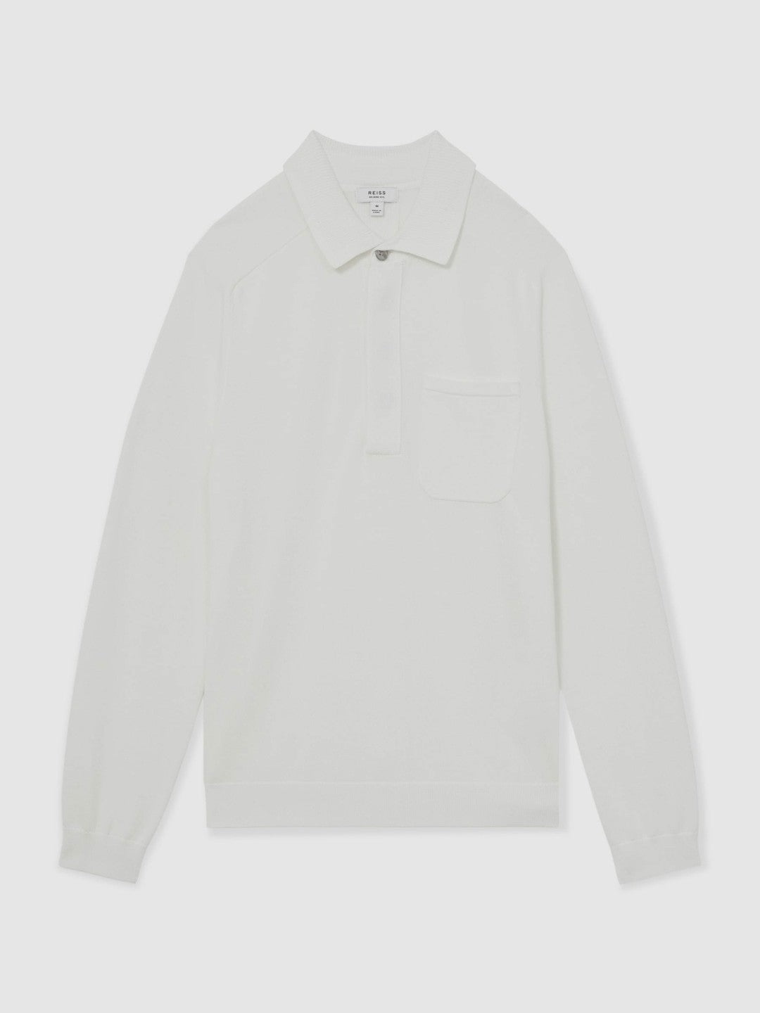 Reiss Cotton Concealed Placket Polo Shirt in White