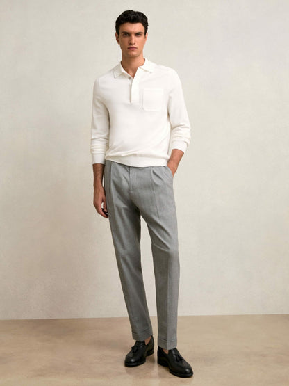 Reiss Cotton Concealed Placket Polo Shirt in White