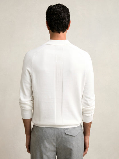 Reiss Cotton Concealed Placket Polo Shirt in White