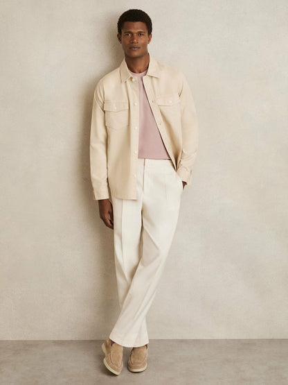 Reiss Cotton Crew Neck T-Shirt in Soft Pink