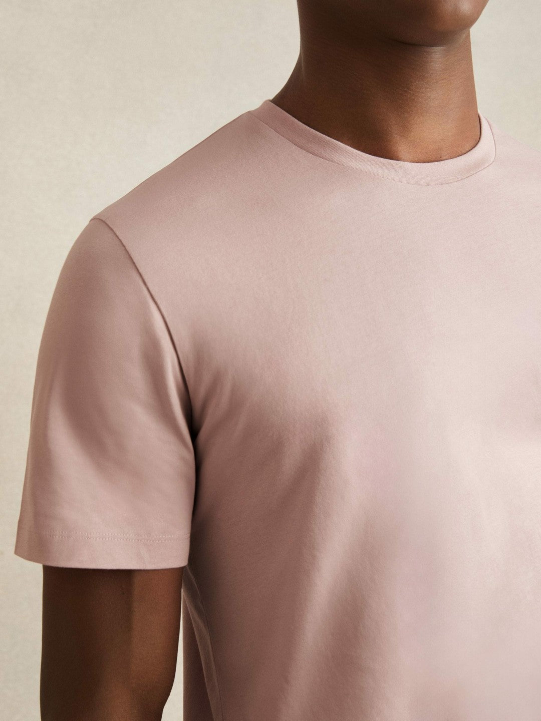 Reiss Cotton Crew Neck T-Shirt in Soft Pink
