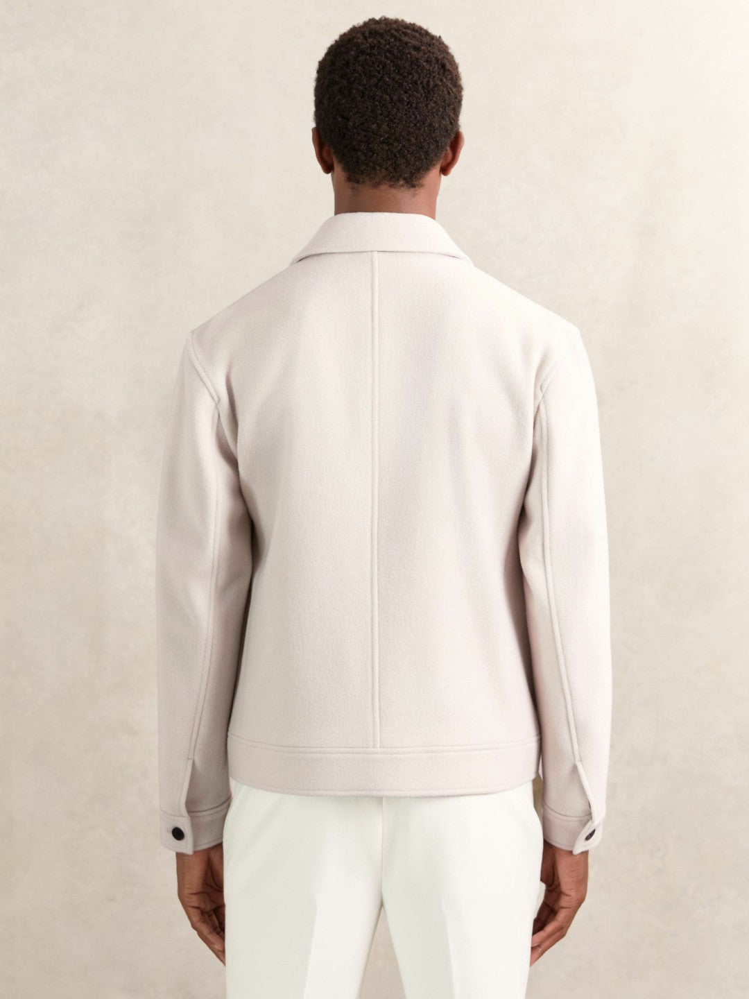 Reiss Wool Blend Twin Pocket Zipped Jacket in Ivory