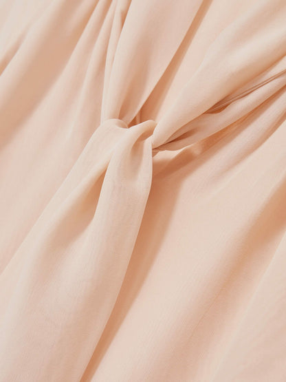 Reiss Silk Blend Chiffon Tie-Neck Blouse in Pale Pink