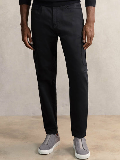 Reiss Cotton-Lyocell Cargo Trousers in Navy