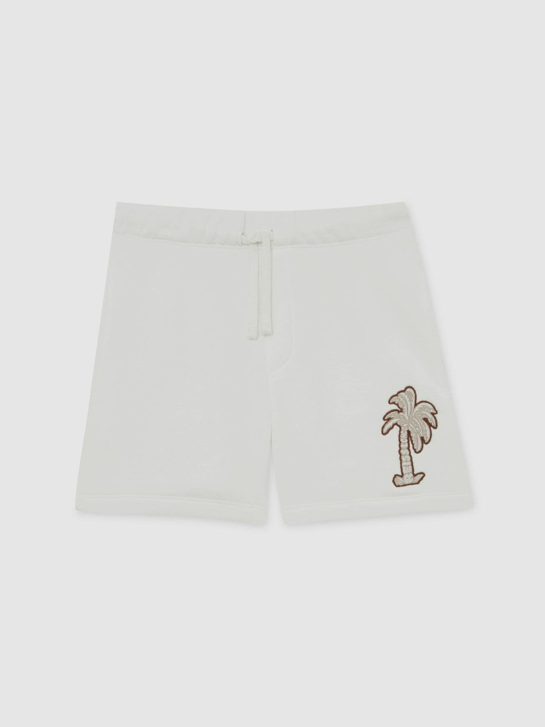 Reiss 13-14 yrs Cotton Blend Palm Embroidered Shorts in Off White