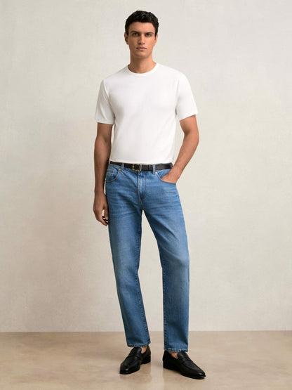 Reiss Stretch-Cotton Crew-Neck T-Shirt in White