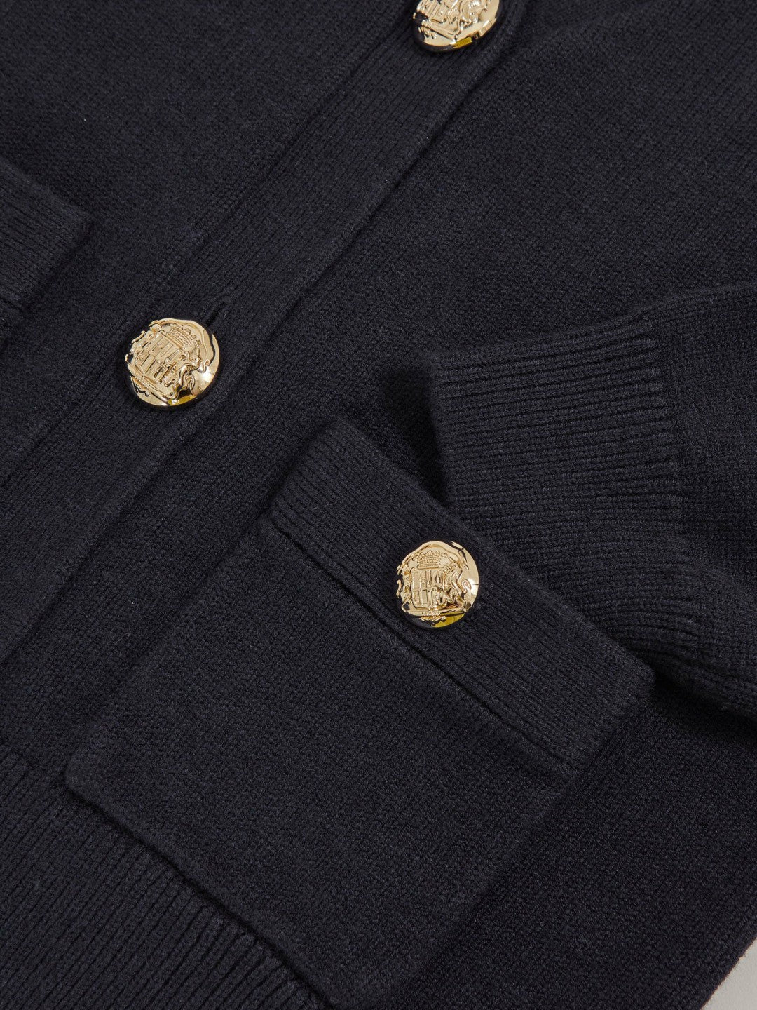 Reiss 3-9 yrs Knitted Embossed-Button Cardigan in Navy