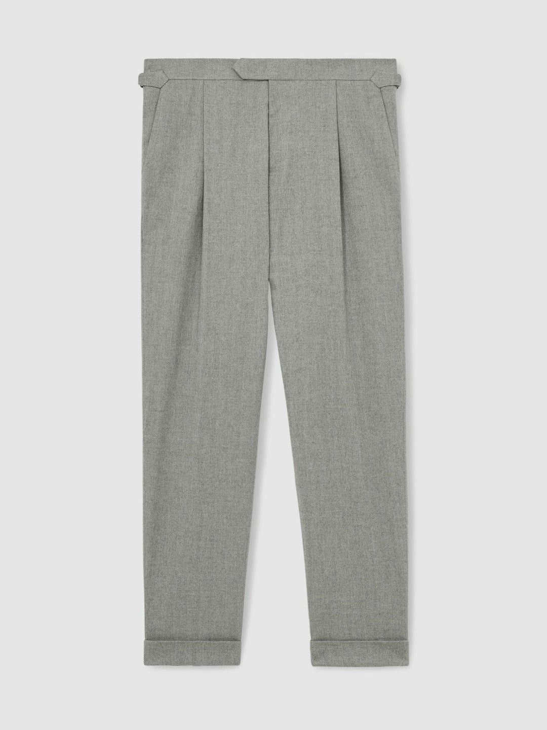 Reiss Regular Fit Herringbone Trousers With Cotton in Grey