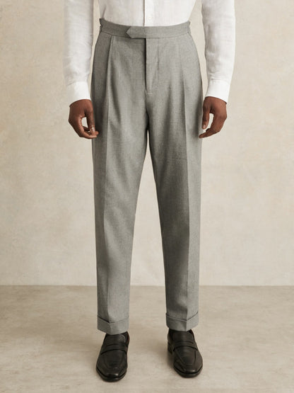 Reiss Regular Fit Herringbone Trousers With Cotton in Grey