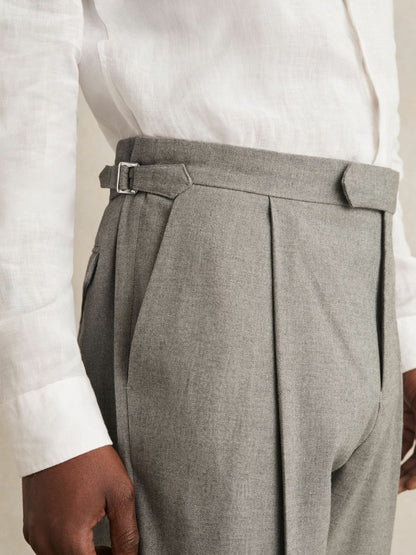 Reiss Regular Fit Herringbone Trousers With Cotton in Grey