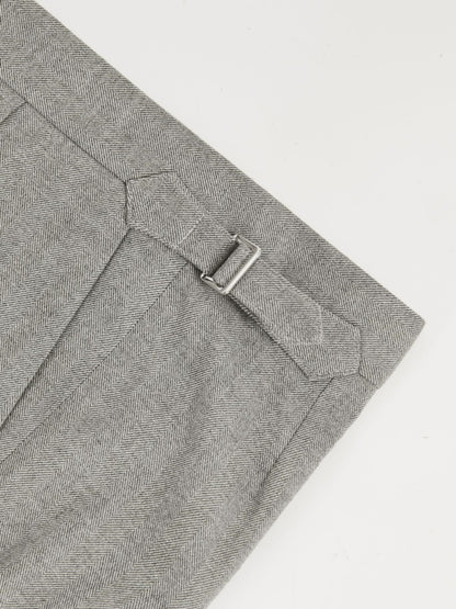 Reiss Regular Fit Herringbone Trousers With Cotton in Grey