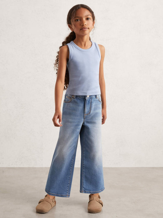 Reiss 3-9 yrs Stretch-Cotton Ribbed Vest in Blue