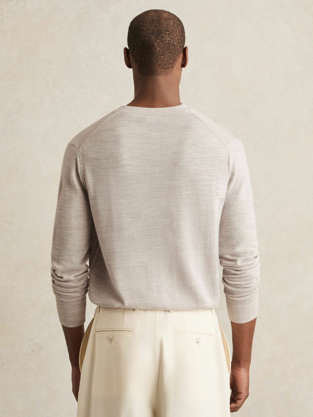 Reiss Merino Wool Button-Through Cardigan in Wicker Brown Melange