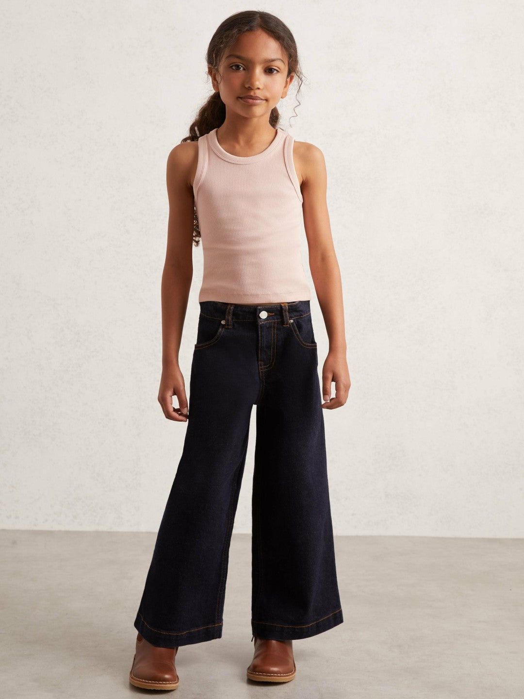 Reiss 9-13 yrs Stretch-Cotton Ribbed Vest in Pink