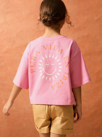 Reiss 4-9 yrs SmileyWorld | Sun-Print T-Shirt in Pink