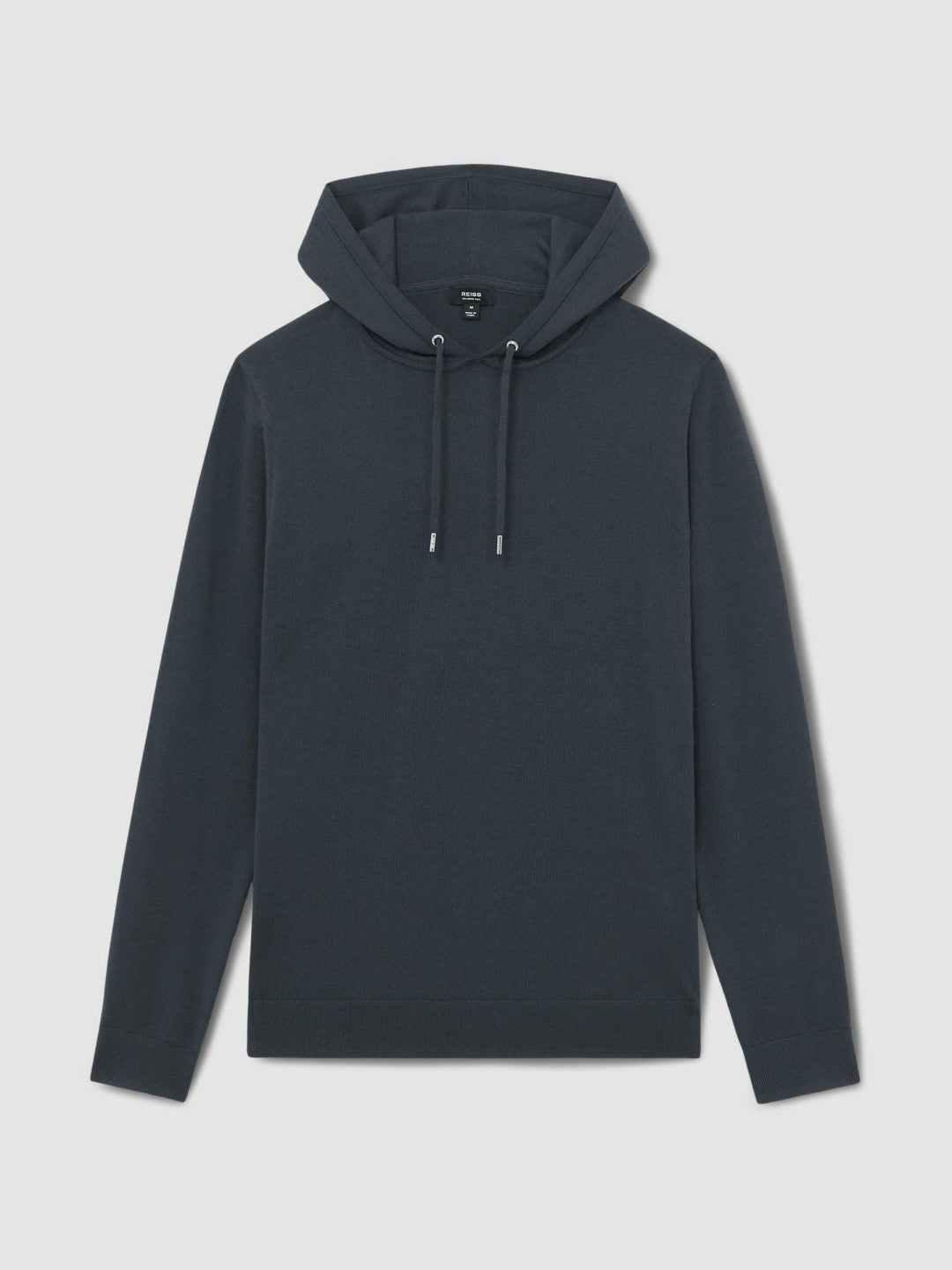 Reiss Merino Wool Drawstring Hoodie in Midnight Navy
