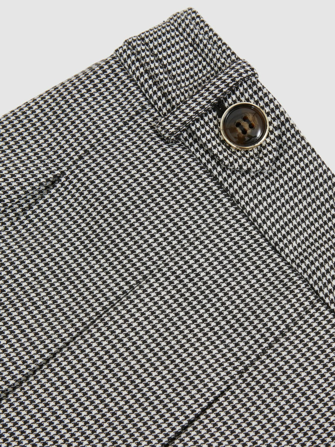 Reiss Houndstooth-Check Pleated Skirt in Black/White