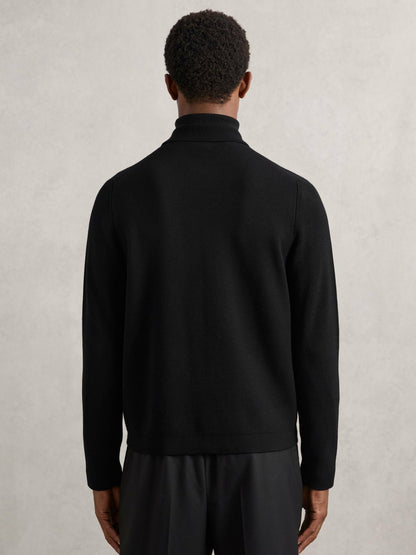Reiss Four-Pocket Zip-Through Cardigan in Black
