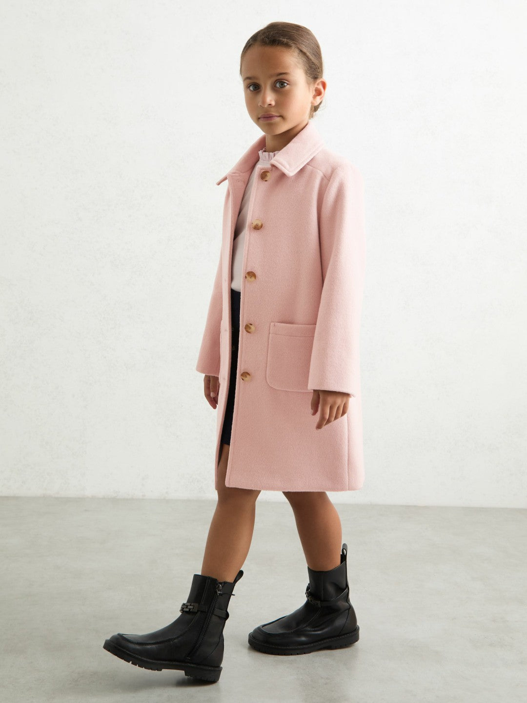 Reiss 9-13 yrs Wool-Blend Single-Breasted Coat in Pink