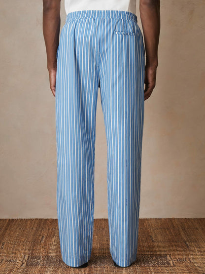 Reiss | Ché Poplin Stripe Trousers in Bright Blue/White