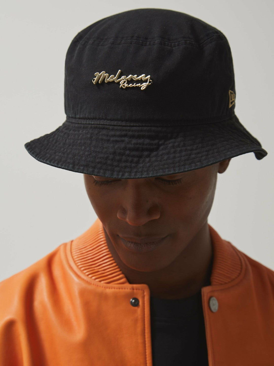 Reiss Unisex Fit McLaren Racing Cotton Bucket Hat in Black