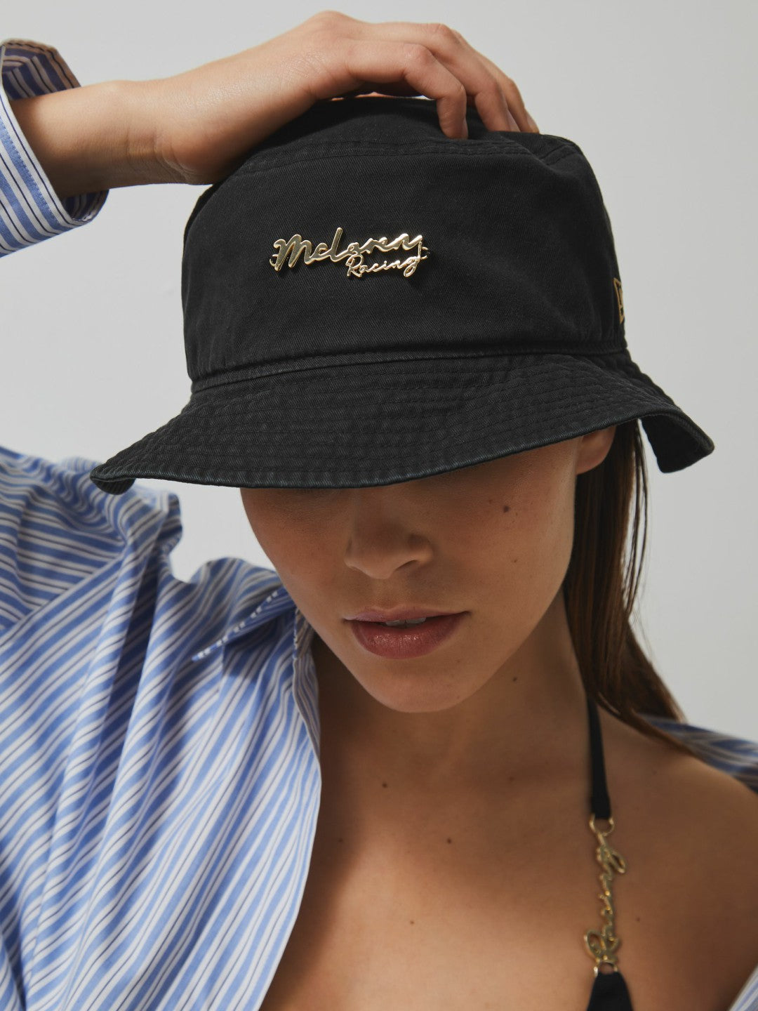 Reiss Unisex Fit McLaren Racing Cotton Bucket Hat in Black