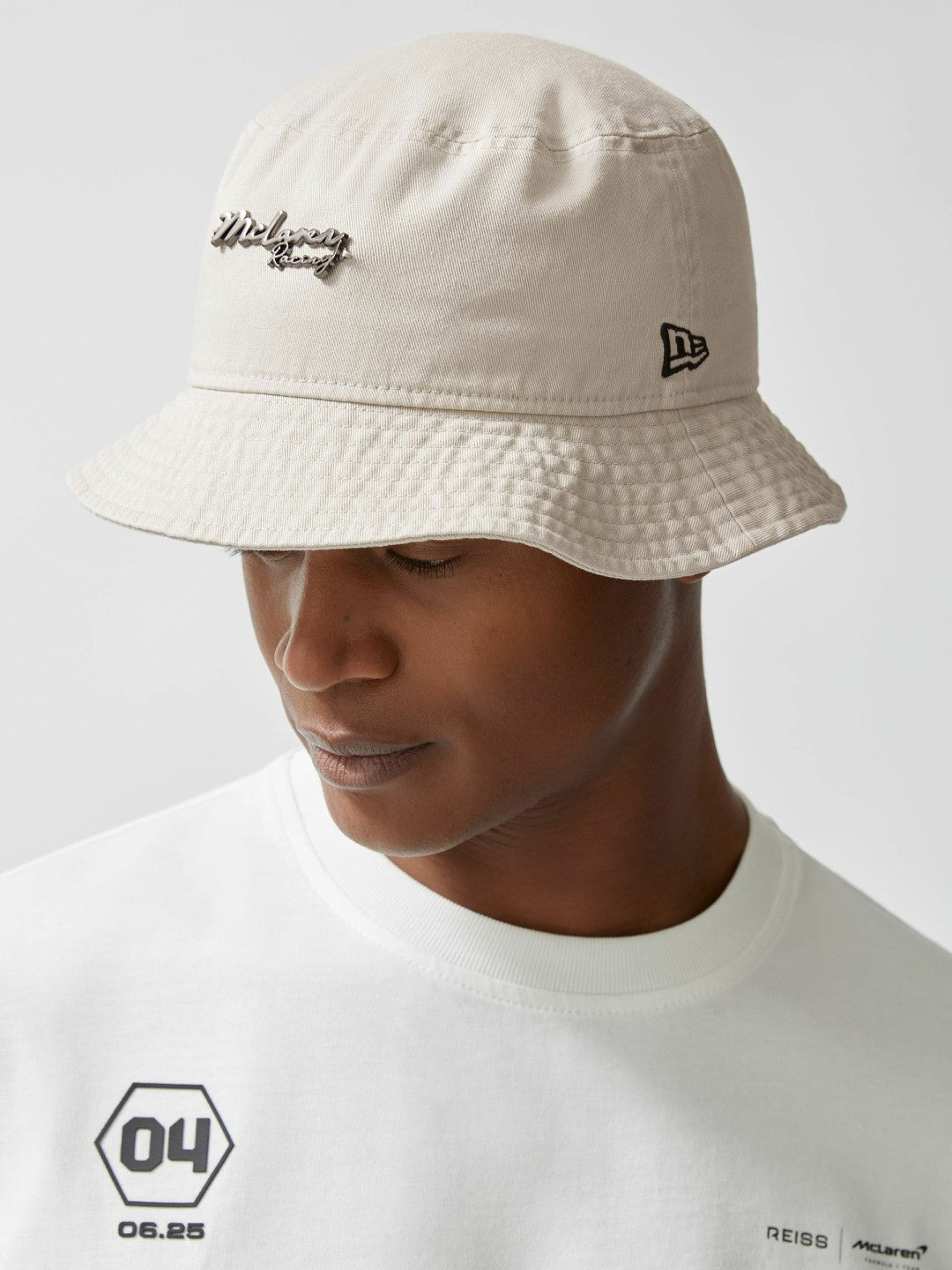 Reiss Unisex Fit McLaren Racing Cotton Bucket Hat in Stone
