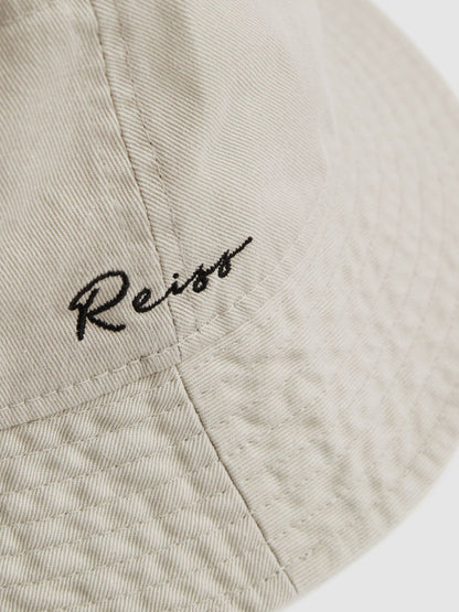 Reiss Unisex Fit McLaren Racing Cotton Bucket Hat in Stone
