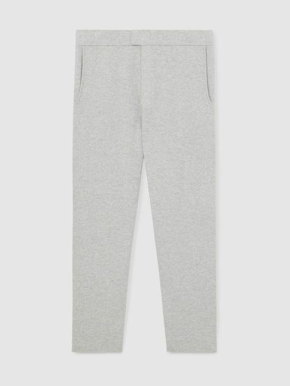 Reiss Tapered Knitted Trousers in Soft Grey