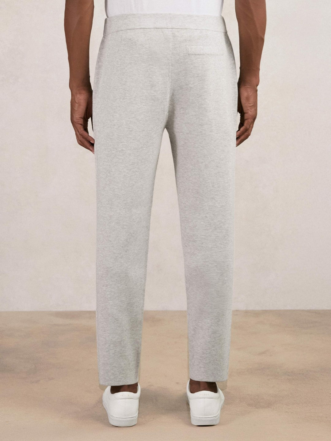 Reiss Tapered Knitted Trousers in Soft Grey