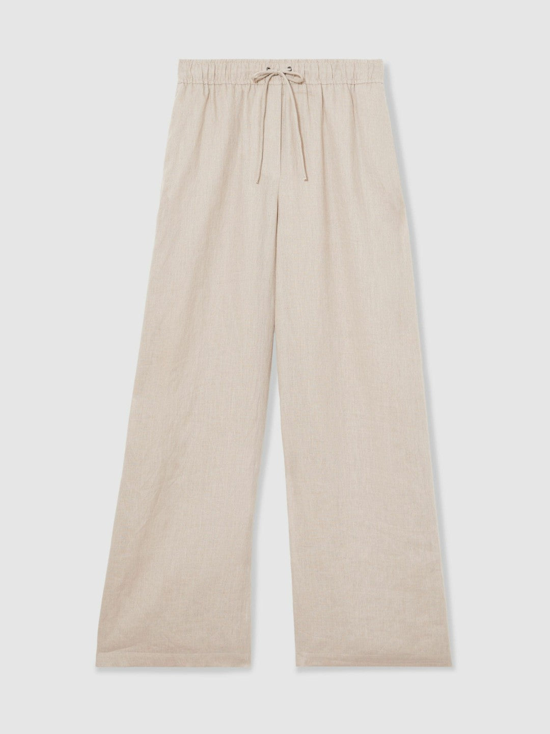 Reiss Linen-Blend Wide-Leg Trousers in Neutral