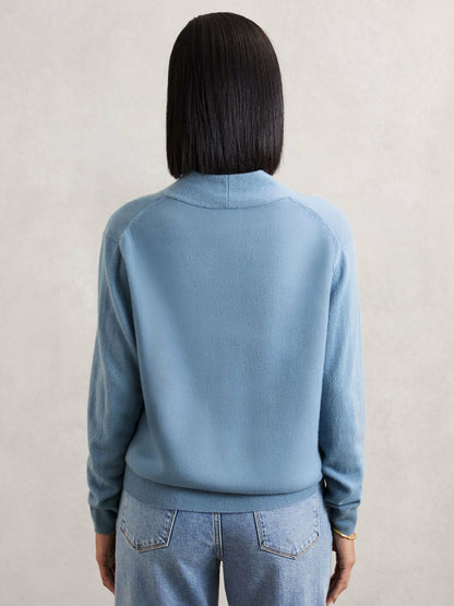 Reiss Cashmere V-Neck Jumper in Blue